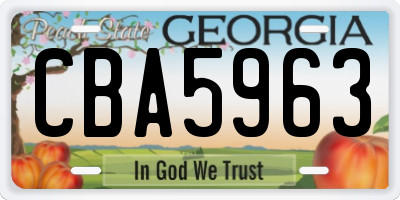 GA license plate CBA5963
