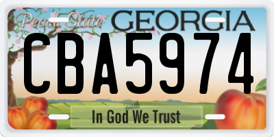 GA license plate CBA5974
