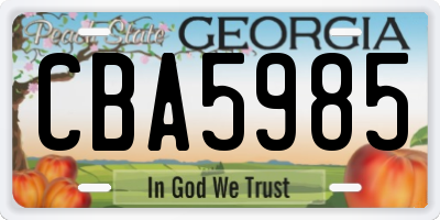 GA license plate CBA5985