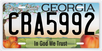 GA license plate CBA5992