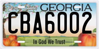 GA license plate CBA6002