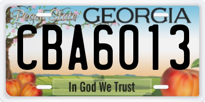 GA license plate CBA6013