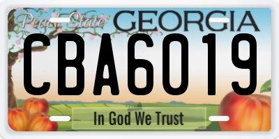 GA license plate CBA6019