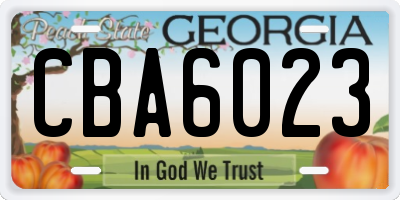 GA license plate CBA6023