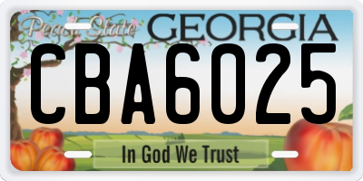 GA license plate CBA6025