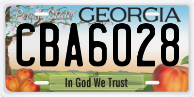 GA license plate CBA6028