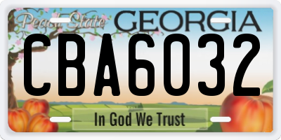 GA license plate CBA6032