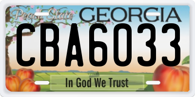 GA license plate CBA6033