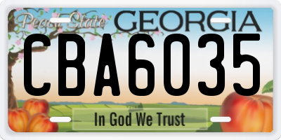GA license plate CBA6035