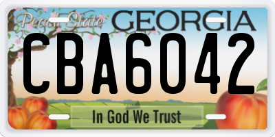GA license plate CBA6042