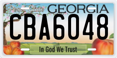 GA license plate CBA6048