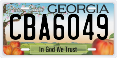 GA license plate CBA6049