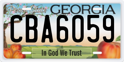 GA license plate CBA6059
