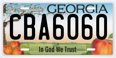 GA license plate CBA6060