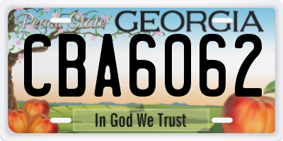 GA license plate CBA6062