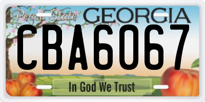 GA license plate CBA6067