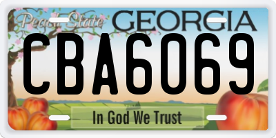 GA license plate CBA6069