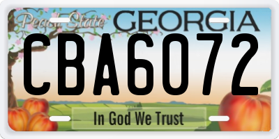 GA license plate CBA6072