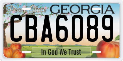 GA license plate CBA6089