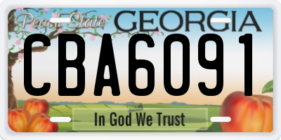 GA license plate CBA6091