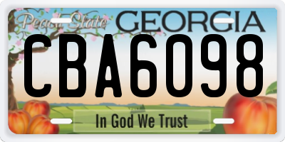 GA license plate CBA6098