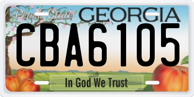 GA license plate CBA6105