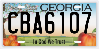GA license plate CBA6107