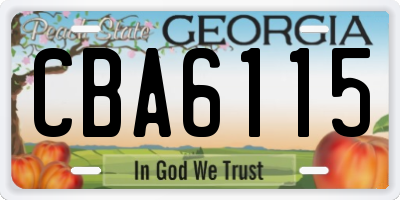 GA license plate CBA6115