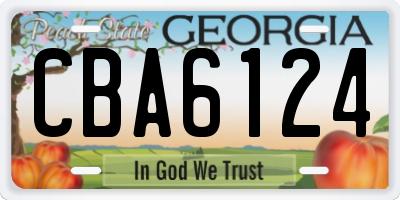 GA license plate CBA6124