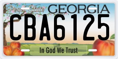 GA license plate CBA6125