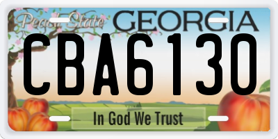 GA license plate CBA6130