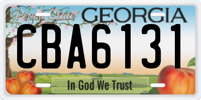 GA license plate CBA6131