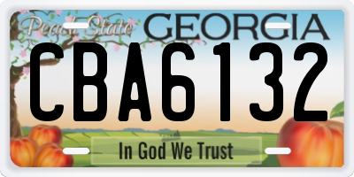 GA license plate CBA6132
