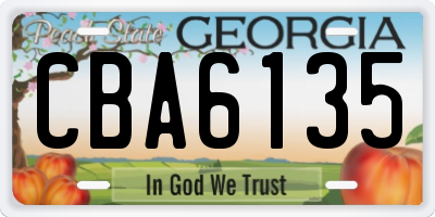 GA license plate CBA6135