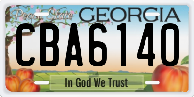 GA license plate CBA6140