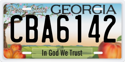 GA license plate CBA6142