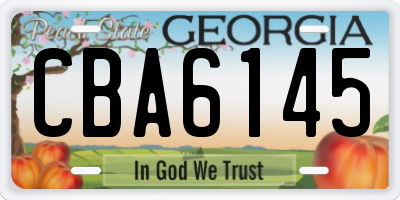 GA license plate CBA6145