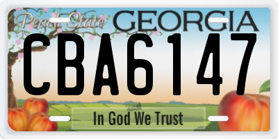 GA license plate CBA6147