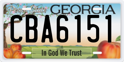 GA license plate CBA6151