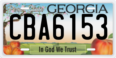 GA license plate CBA6153