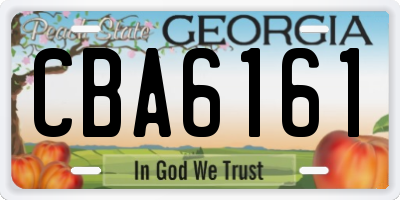 GA license plate CBA6161