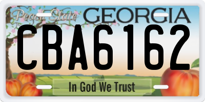 GA license plate CBA6162