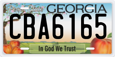 GA license plate CBA6165
