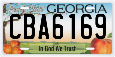 GA license plate CBA6169