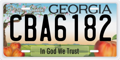 GA license plate CBA6182