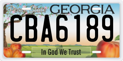 GA license plate CBA6189