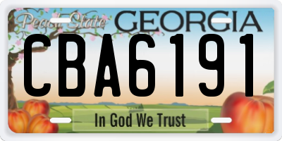 GA license plate CBA6191