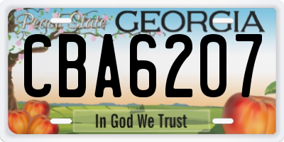 GA license plate CBA6207
