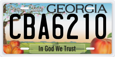 GA license plate CBA6210