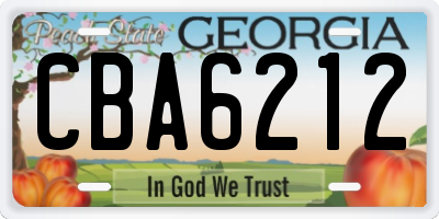 GA license plate CBA6212